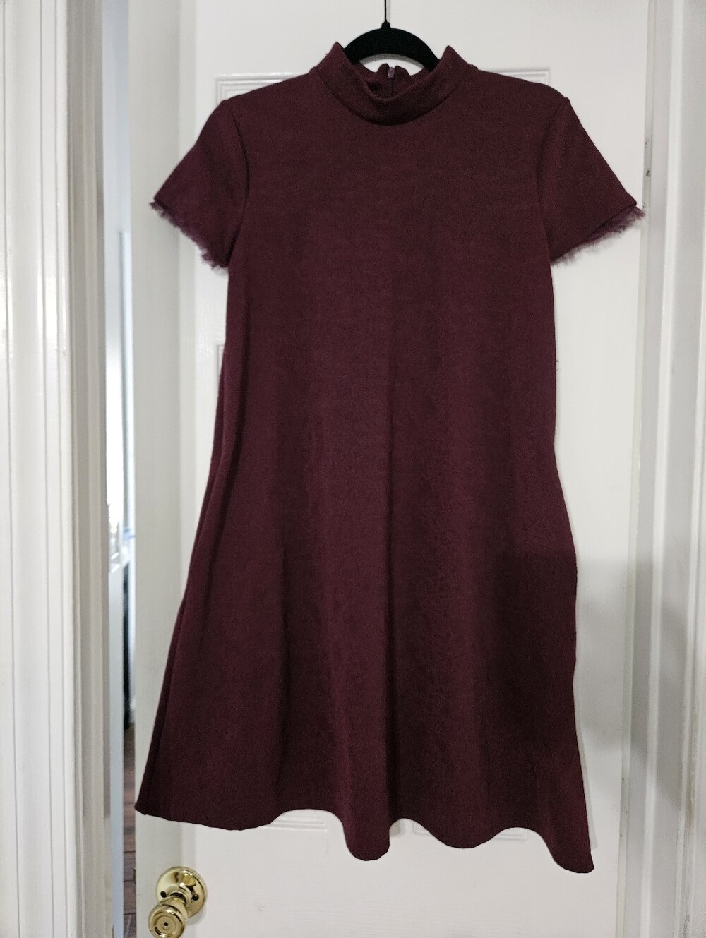 Simply Vera Vera Wang Burgundy Textured Mock Neck Dress